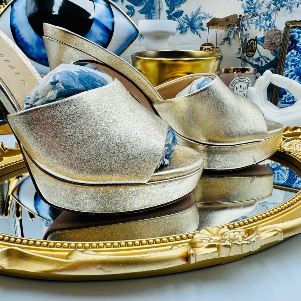 🆕 VERONICA BEARD 🧿 NWOB Dali Platform Mule - Light Gold - Size 6 - Picture 5 of 16
